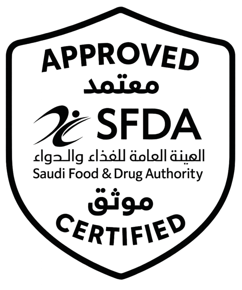 create SFDA trust badge in black and white color 