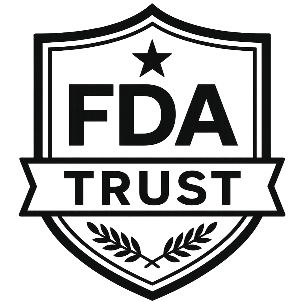 FDA trust Badge in black and white color only